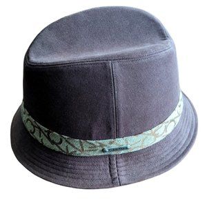 Calvin Klein Logo Brim Detail Brown Unisex Cotton Fedora Hat for Fall